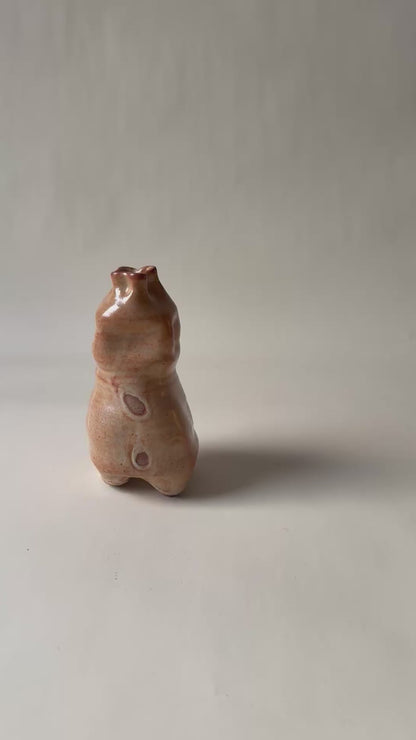 vintage light brown studio pottery unique vase